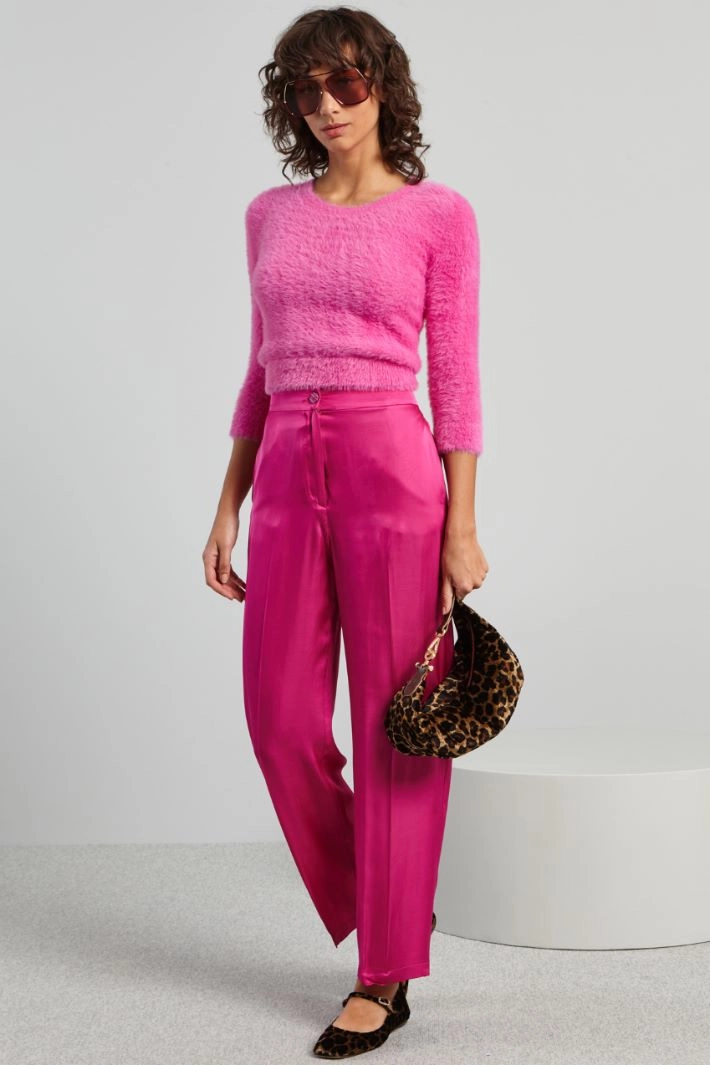 Trousers with elastic waist - FUCHSIA