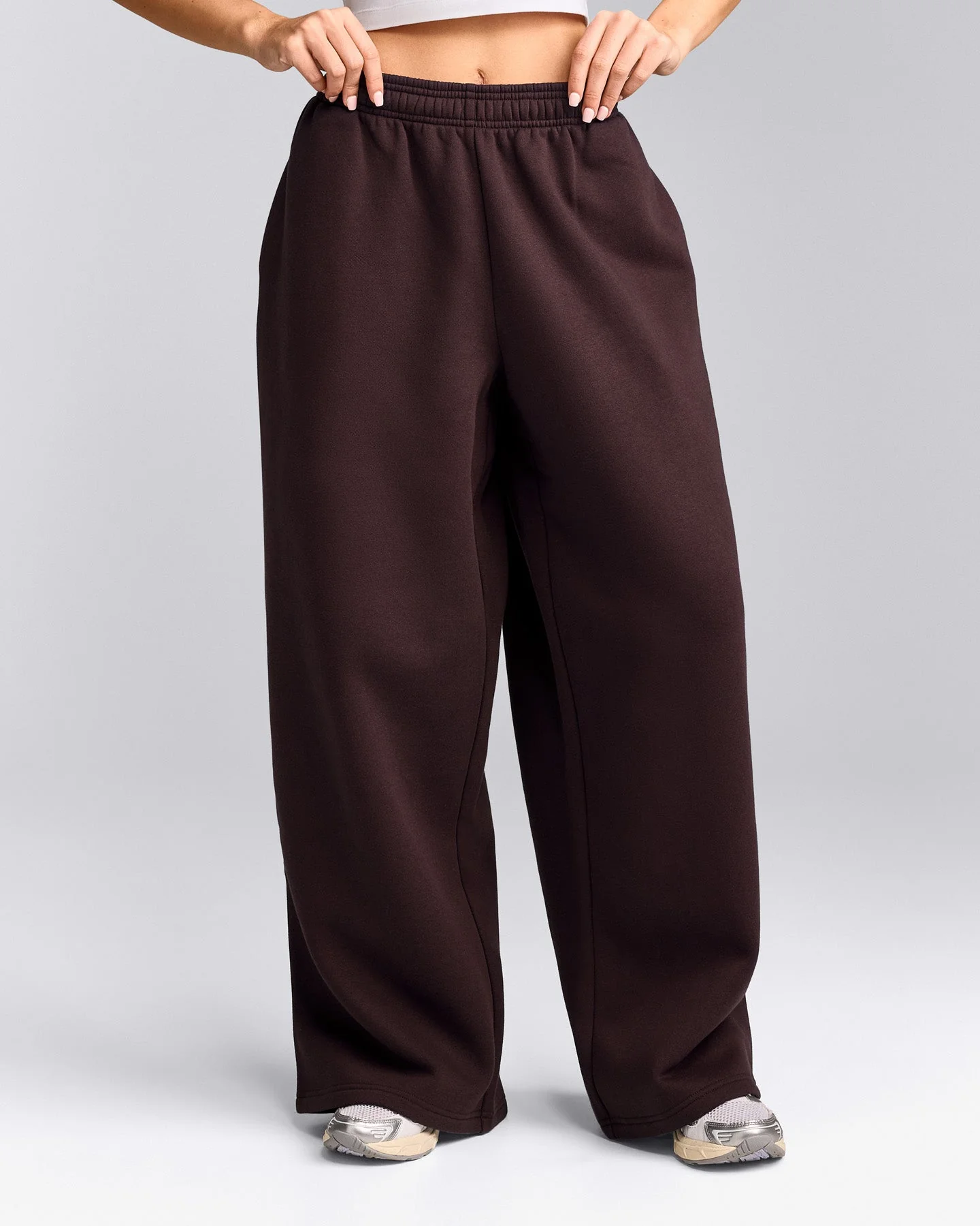 Foundations Cosy Oversized Straight Leg Joggers | Plum Brown