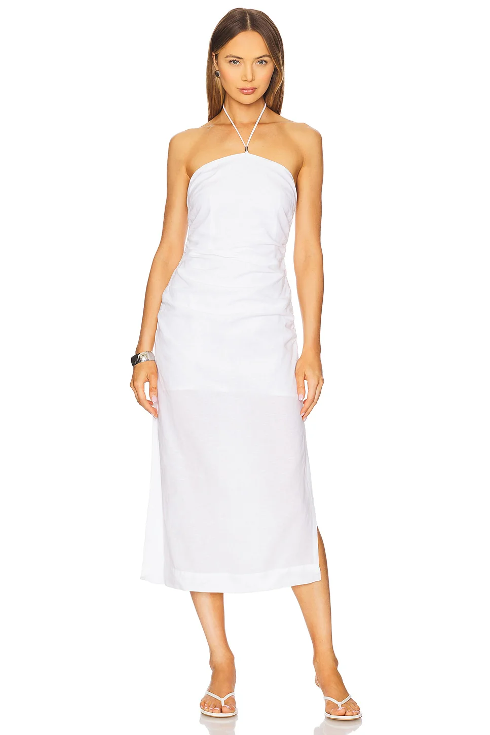 Air Linen Ruched Halter Dress