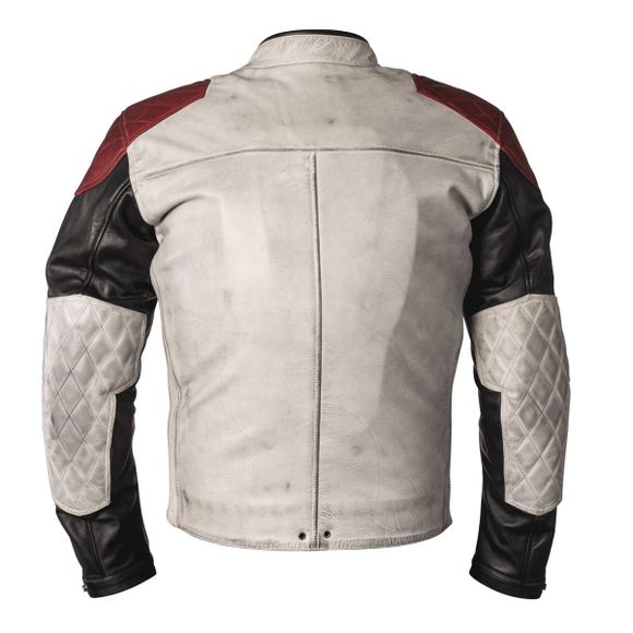 Rag - White / Red Motorcycle Helstons Leather Tracker JacketRef: HS0723