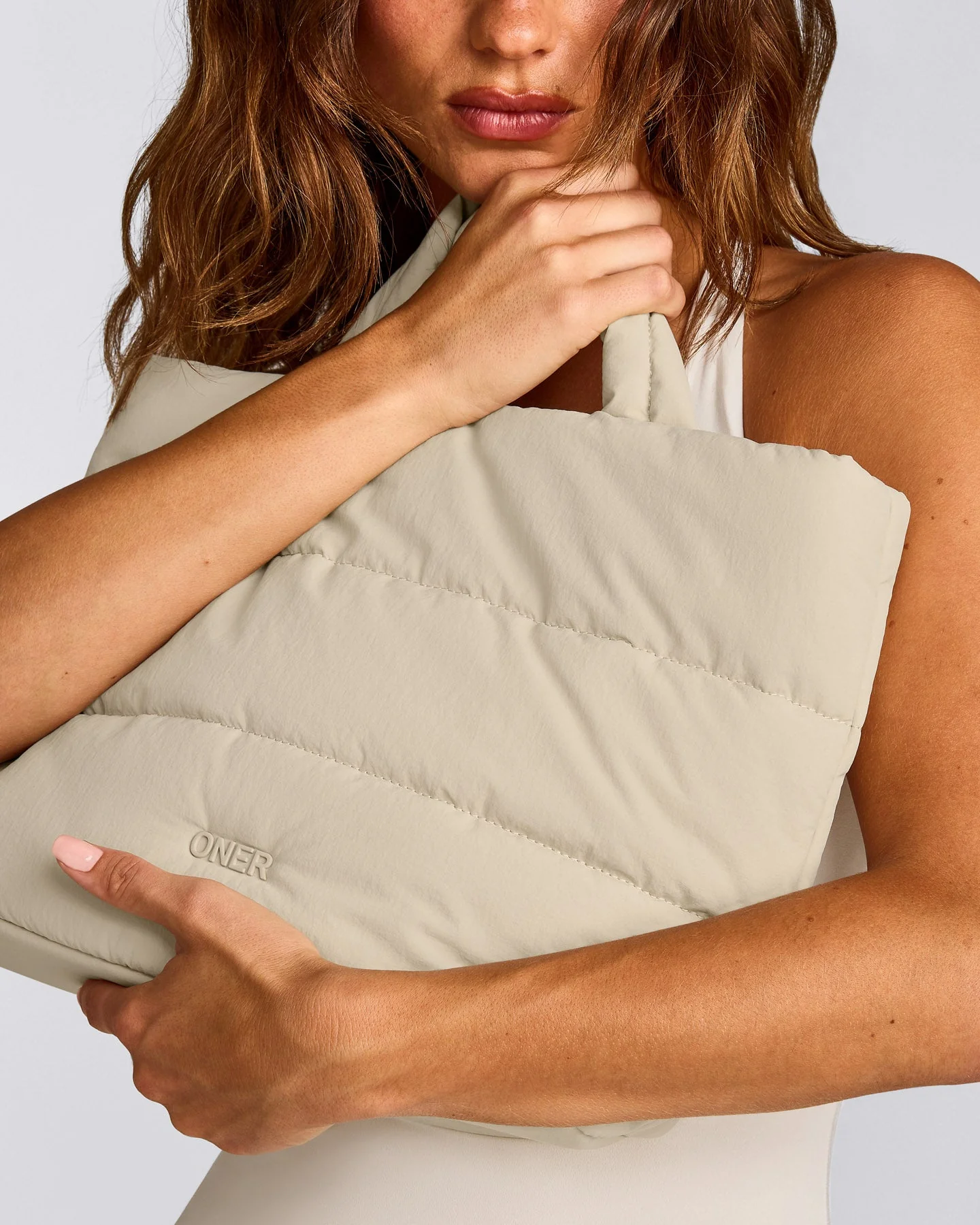 Quilted Midi Tote | Oatmeal
