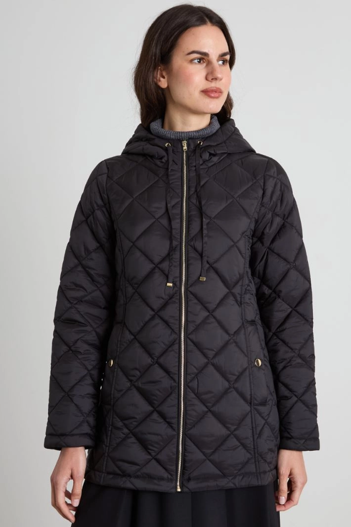 Hooded padded jacket - BLACK