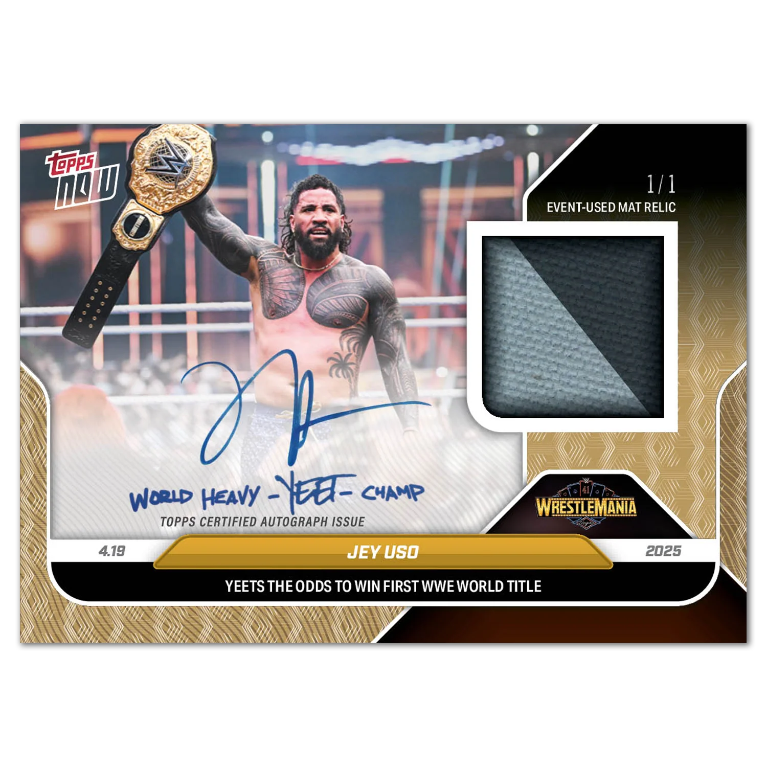 Jey Uso - 2025 WWE Topps NOW® - Card 38 - LOOK FOR AUTOS