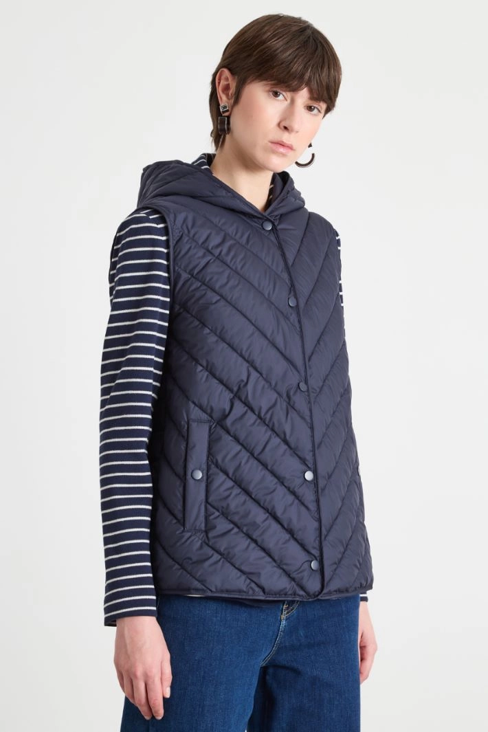 Hooded padded gilet - BLUE