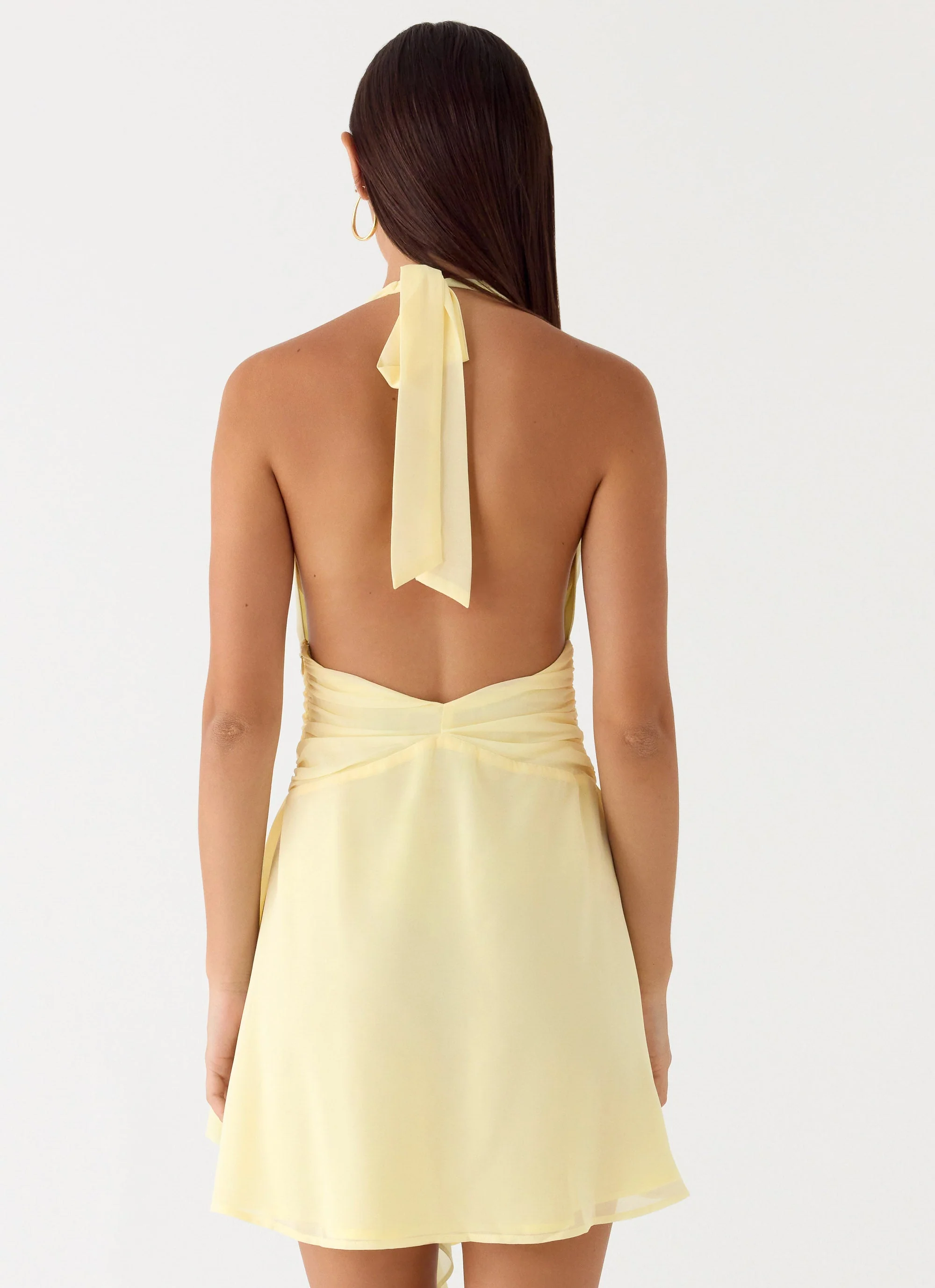 Guide You Halter Neck Mini Dress - Yellow