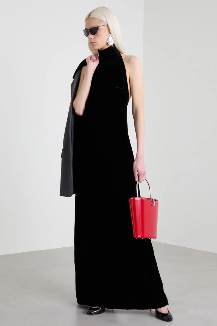 Long velvet dress - BLACK