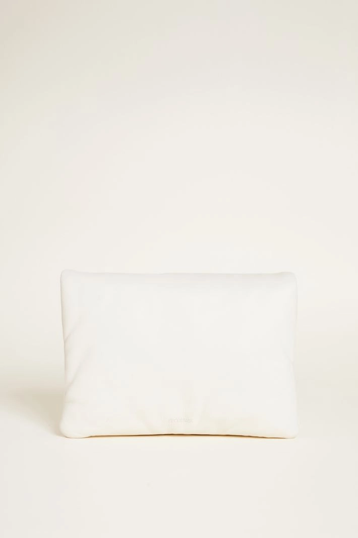 Padded nappa leather shoulder bag - WHITE