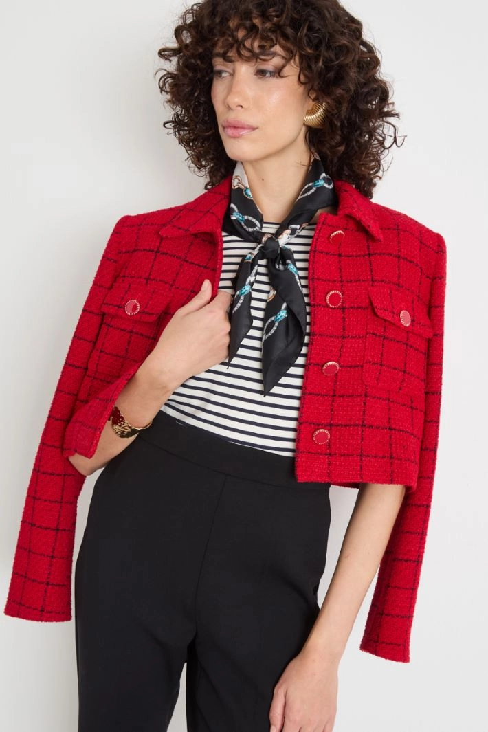 Printed silk scarf - BLACK