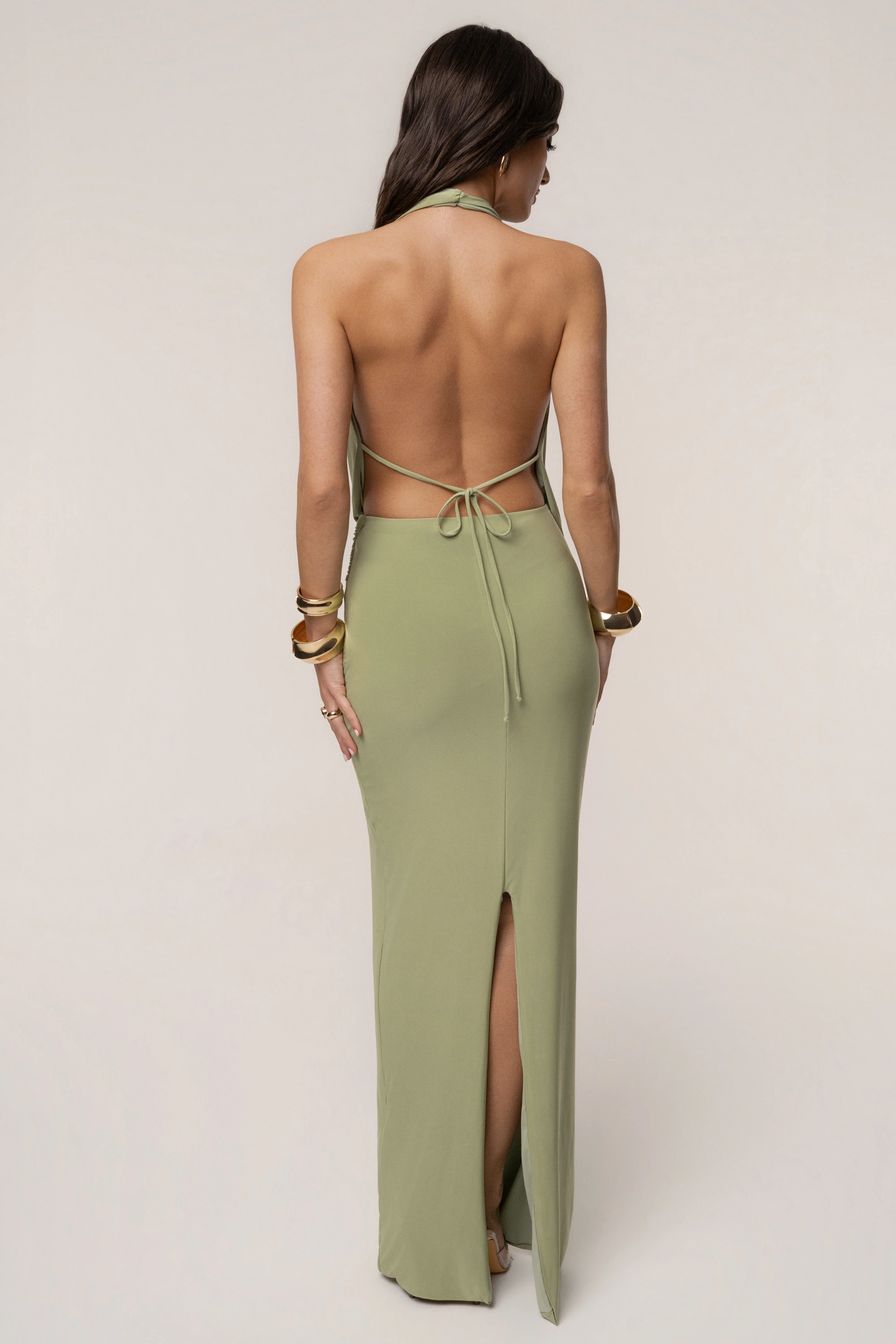 Sage Dawn Draped Maxi Dress