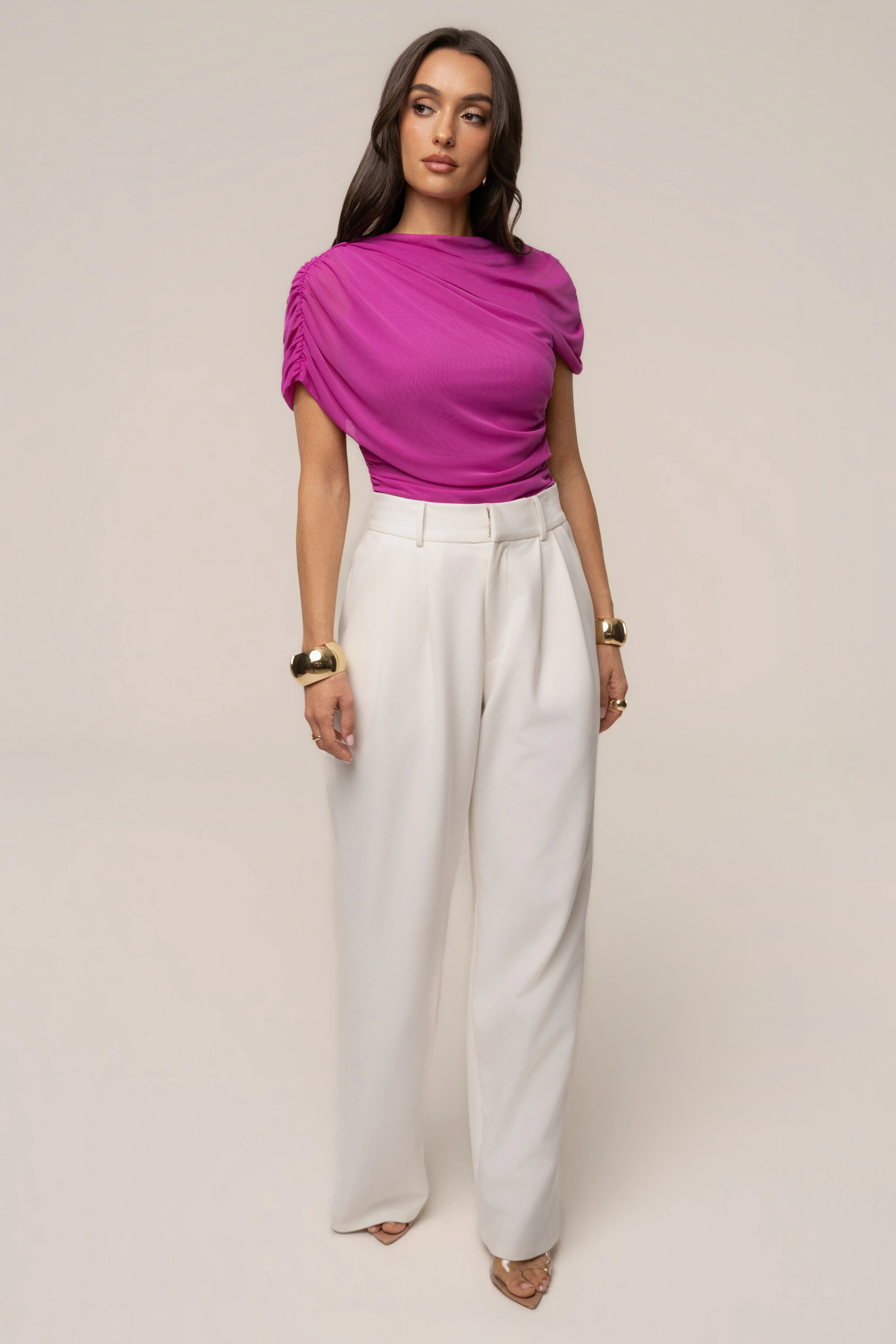 Magenta Marcella Ruched Top