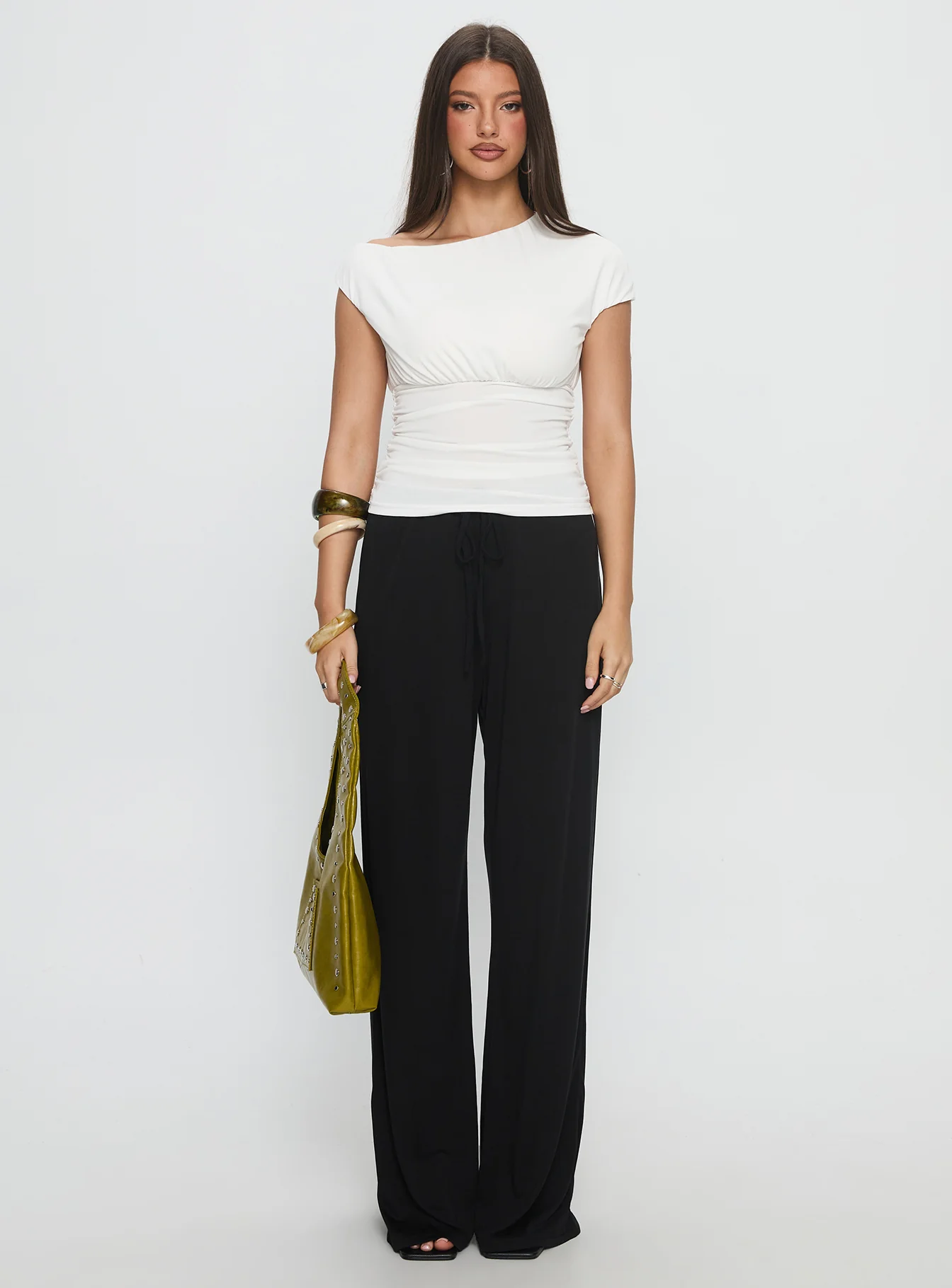 Emelyne Cinched Waist Top White