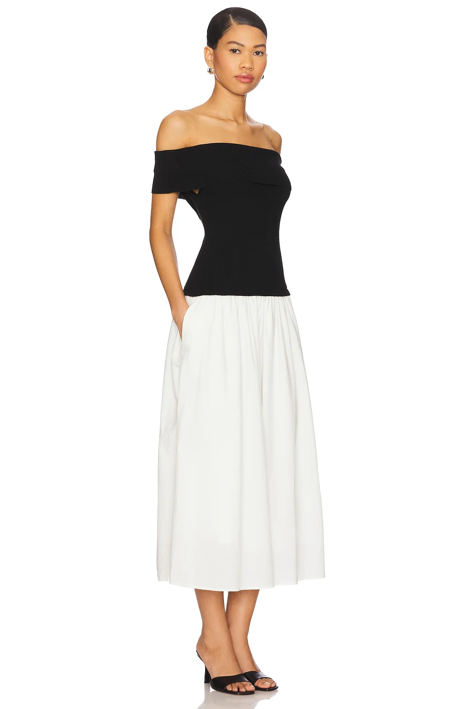 Darcy Mixed Media Off Shoulder Dress