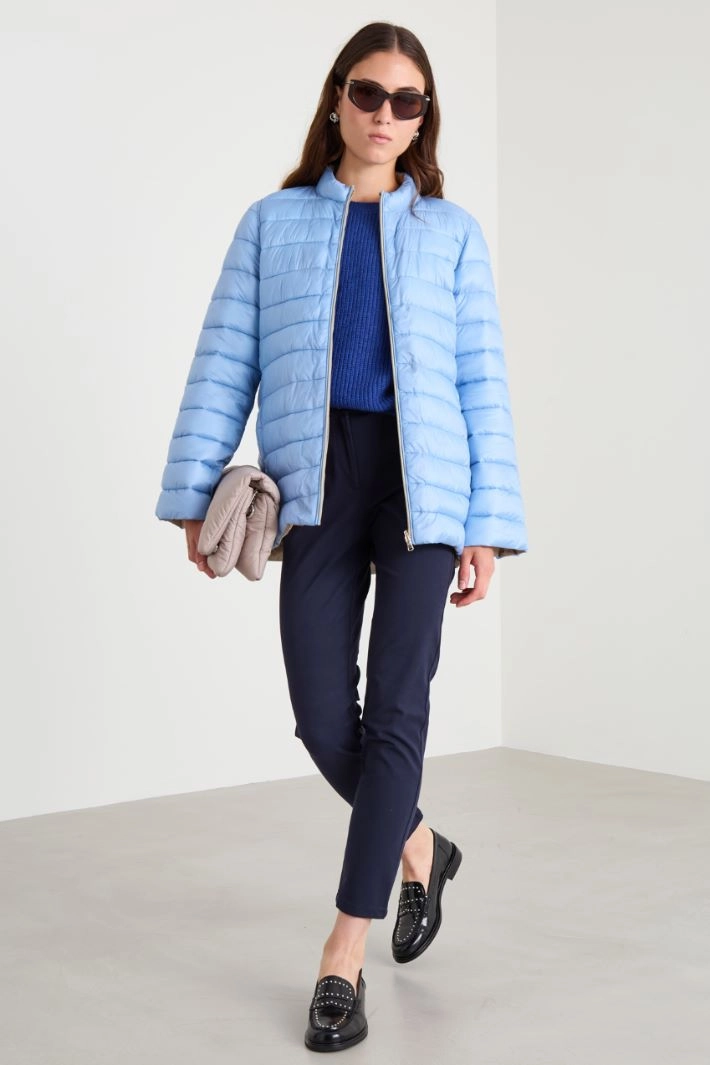 Padded jacket with Mandarin collar - PALE BLUE SAND