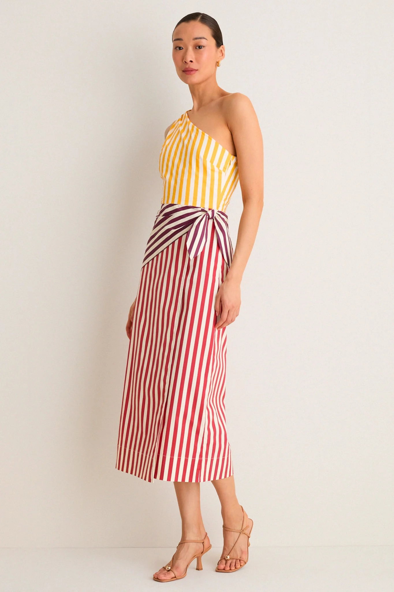 Red Stripe Belem Poplin Midi Dress