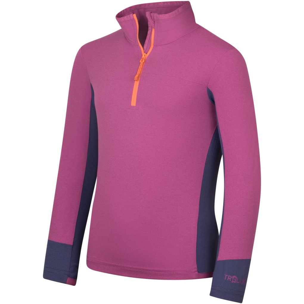 Trollkids Steinkjer Long Sleeve Shirt Kids - Mallow Pink/Violet Blue/Papaya