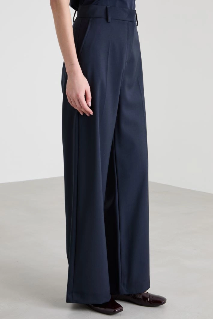 Wool palazzo trousers - NIGHT BLUE