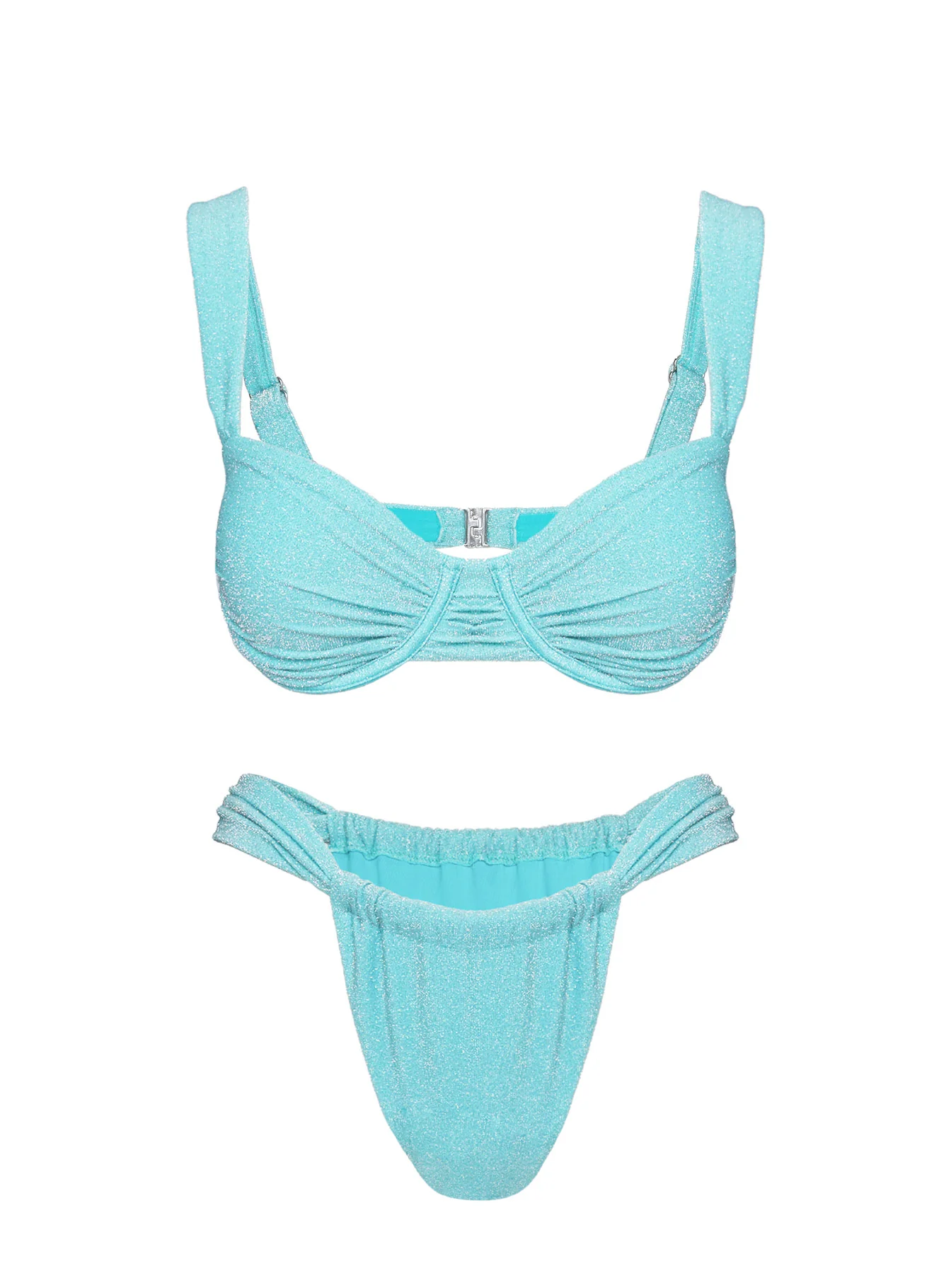 Ellie High Cut Glitter Bikini Bottoms Blue