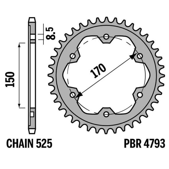 Couronne PBR acier C45 standard - 520 44 dentsRef : PBR01631A / 1150030001
