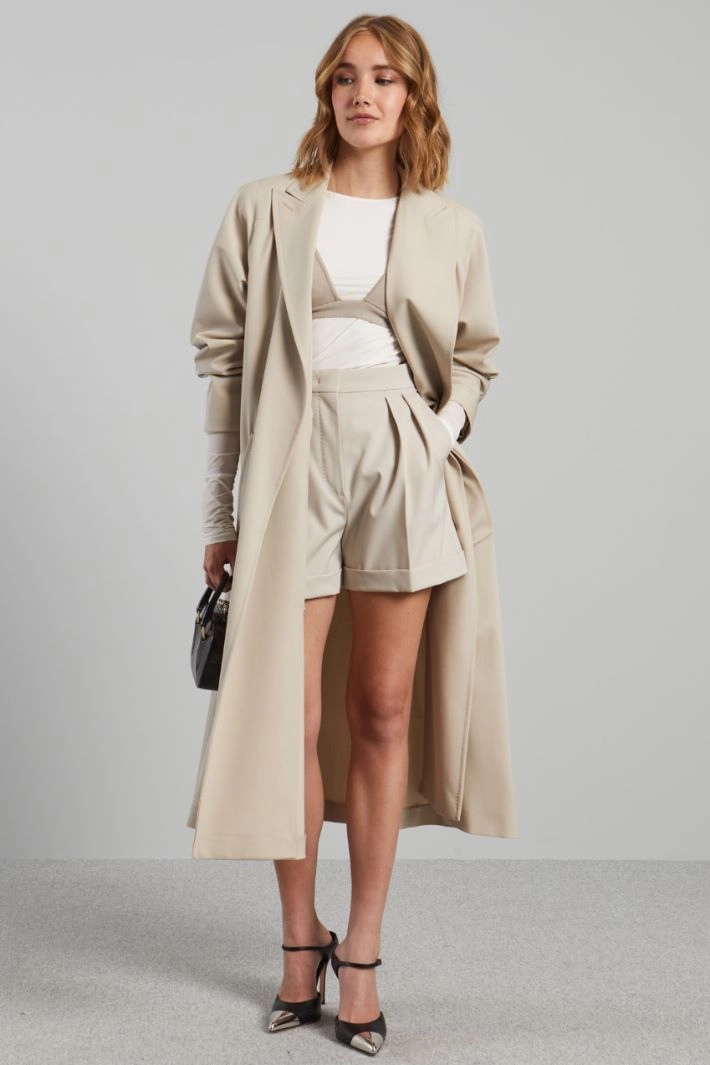 Duster coat with tailored pick stitching - ECRU