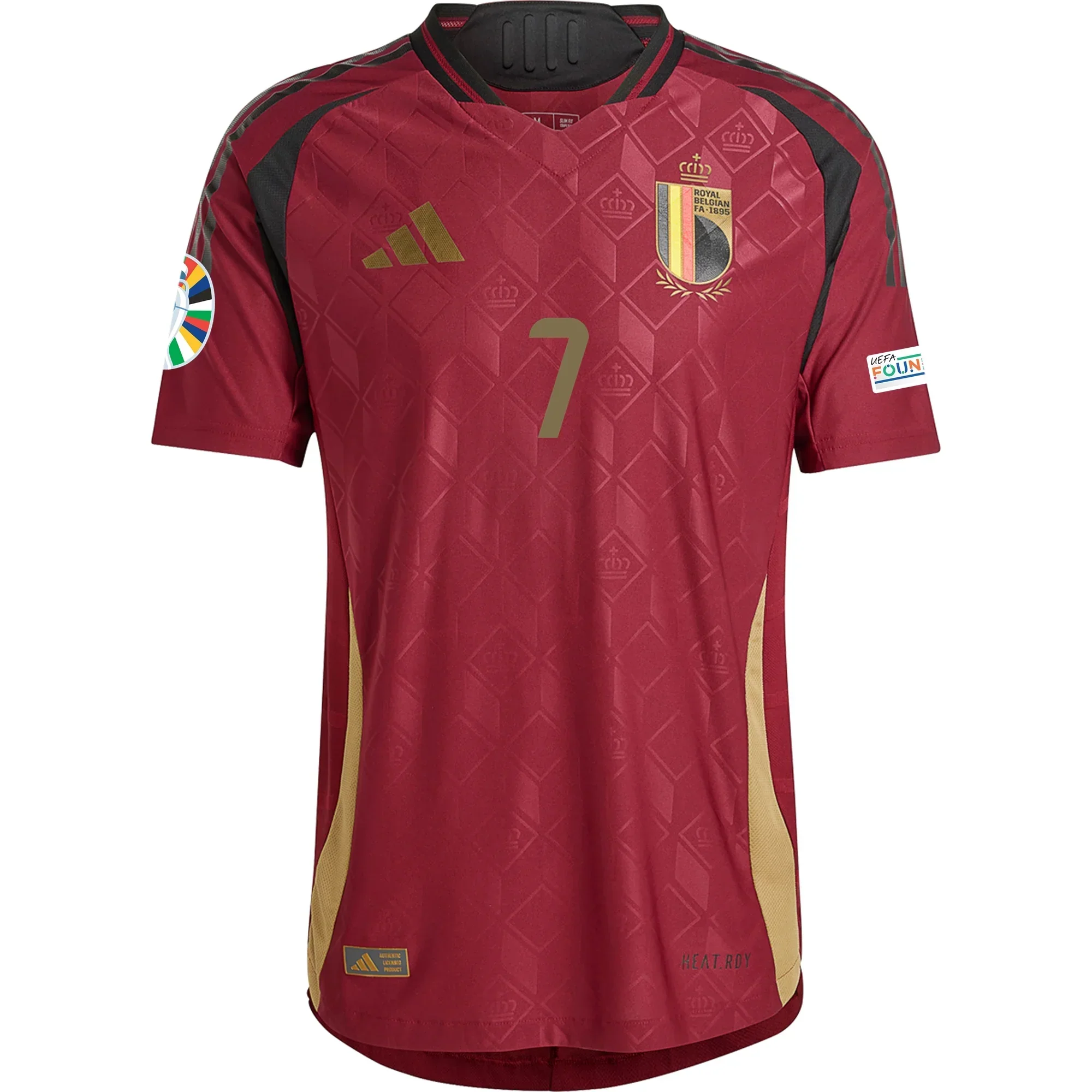 Belgium Authentic Kevin De Bruyne Home Jersey w/ Euro 2024 Patches 24/25 (Burgundy)