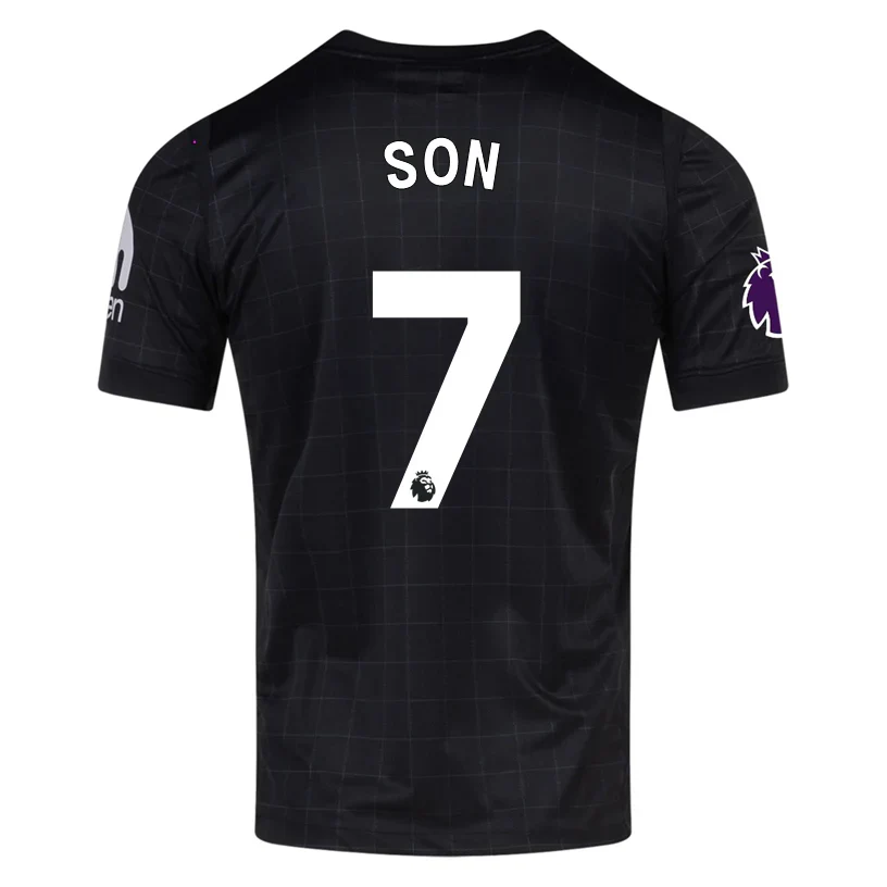Son Men's Tottenham Away Jersey w/ EPL + No Room For Racism Patches 25/26 (Black/Iron)