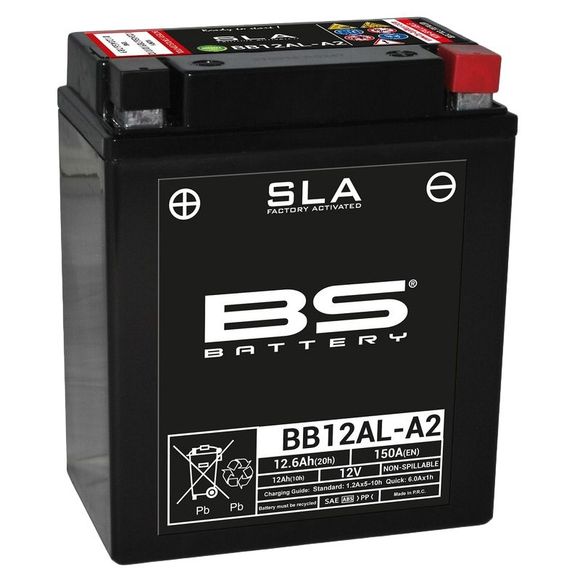Batterie BS Battery SLA YB12AL-A2/BB12AL-A2 ferme Type Acide Sans entretien/prête à l'emploiRef : 321078 / 1080688