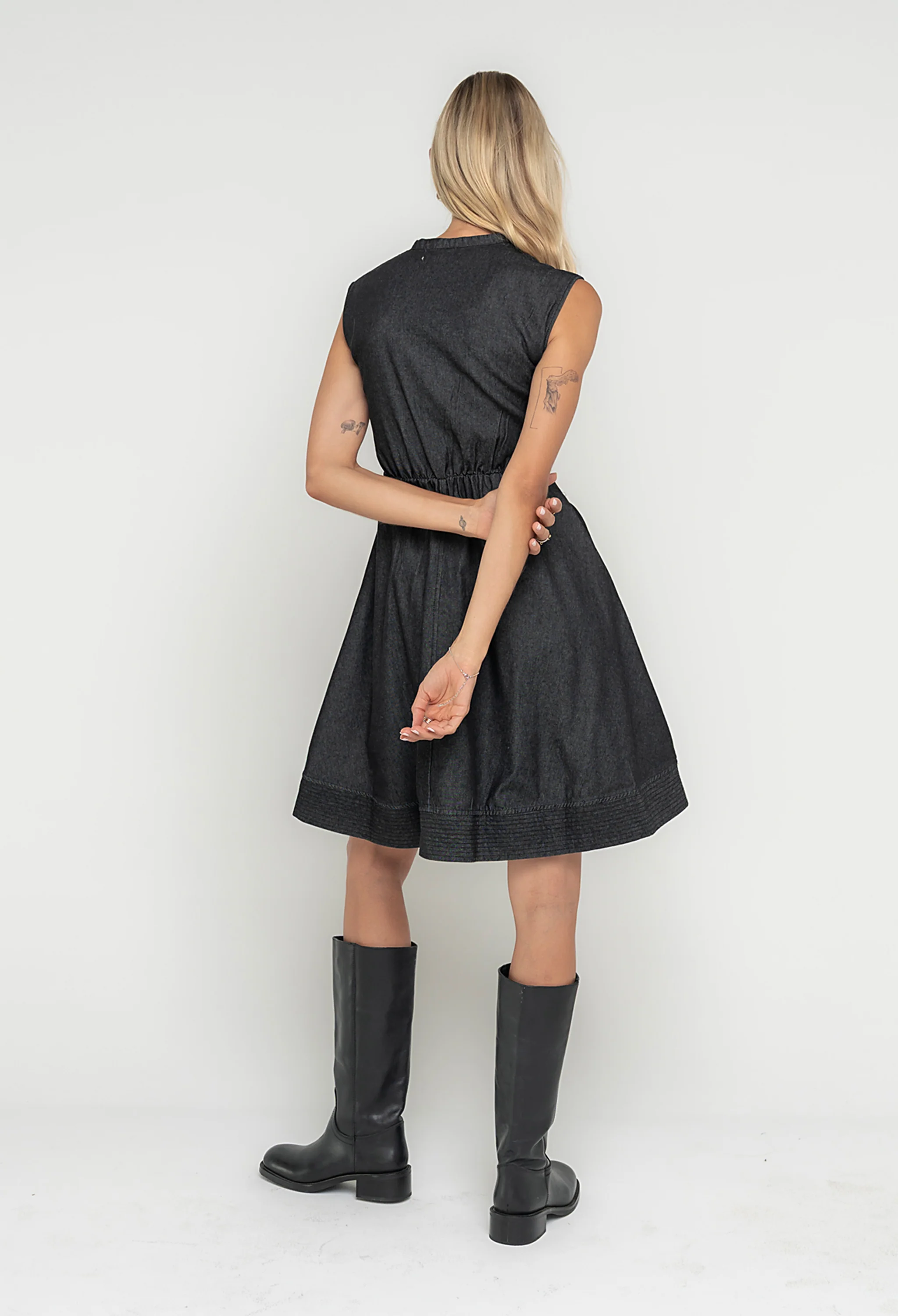 Jacee Denim Dress in Black