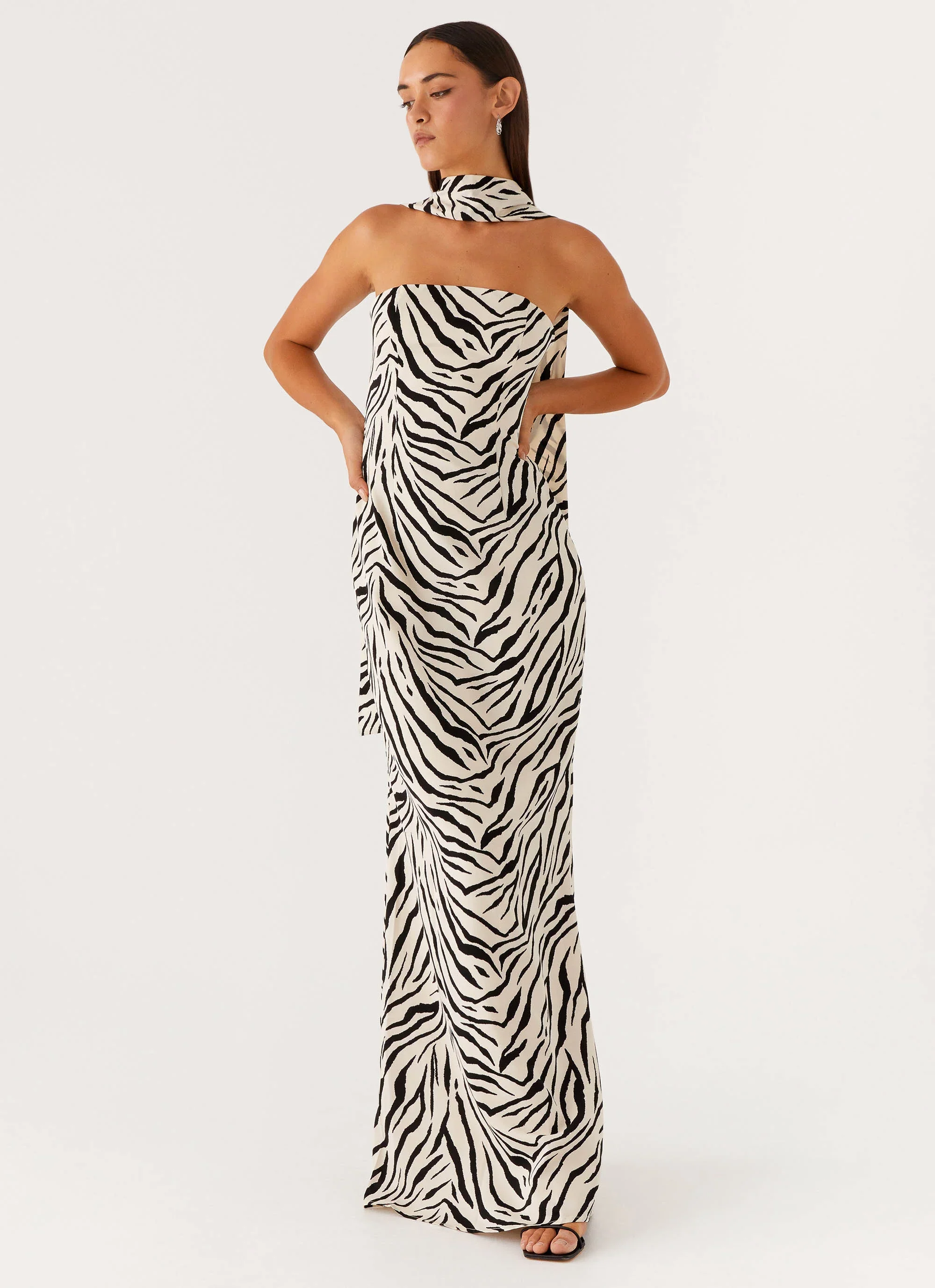 Jigsaw Strapless Maxi Dress - Zebra