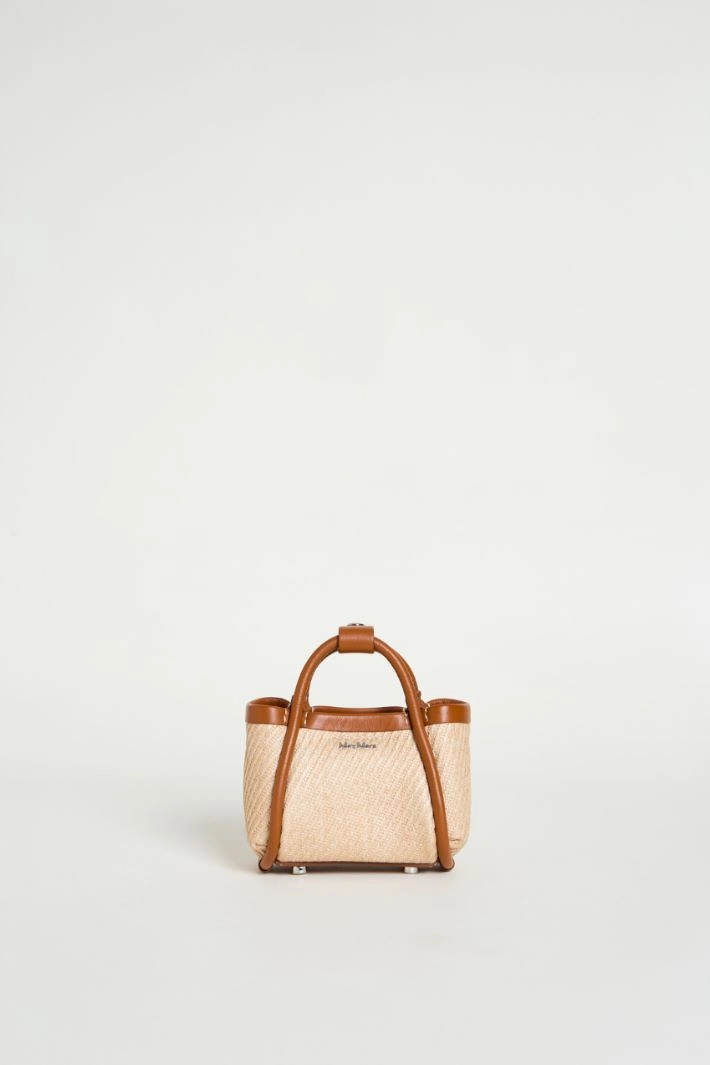 Raffia-effect mini bag - BEIGE BROWN