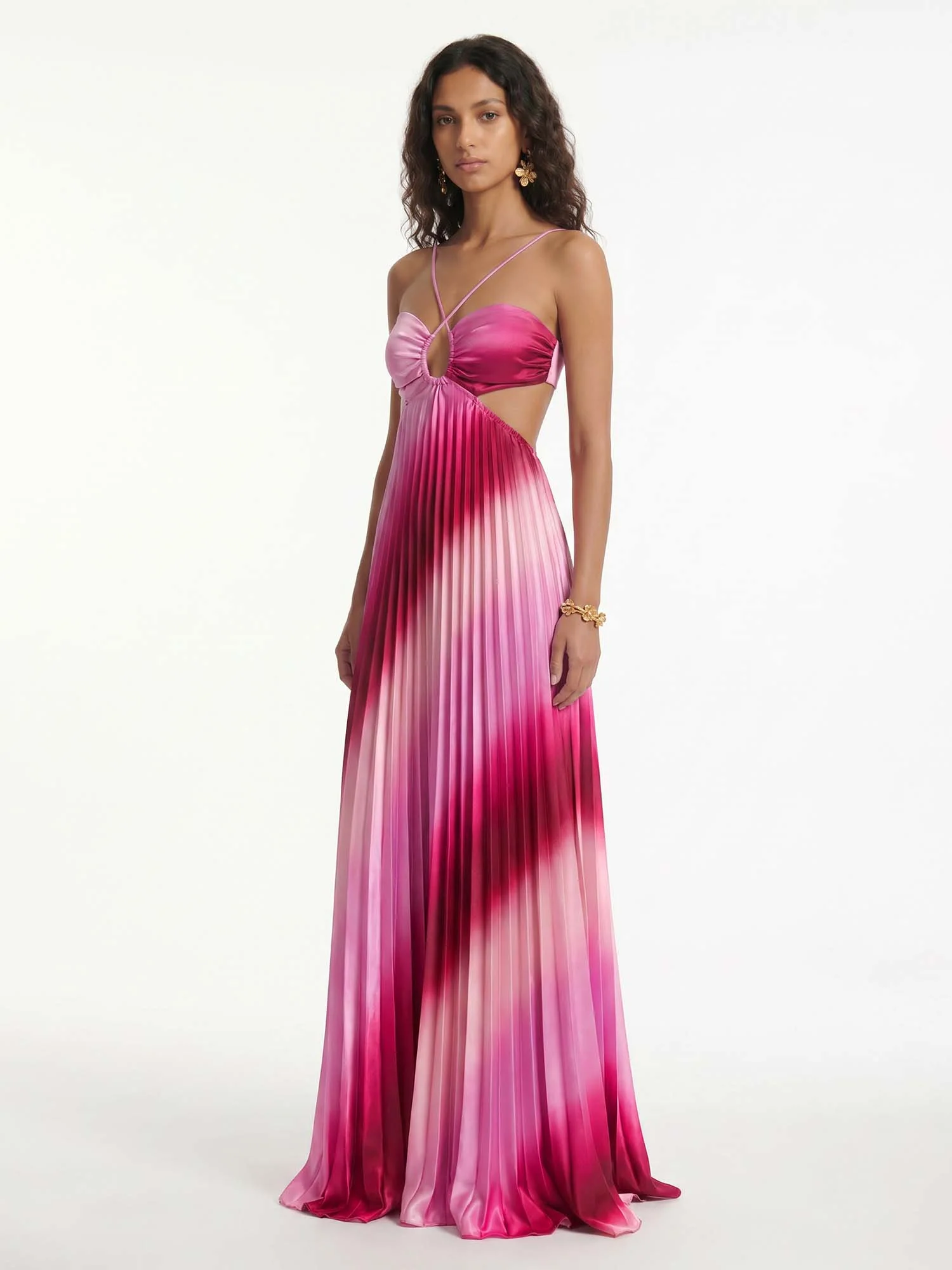 Sunset Ombre Pleated Maxi Dress