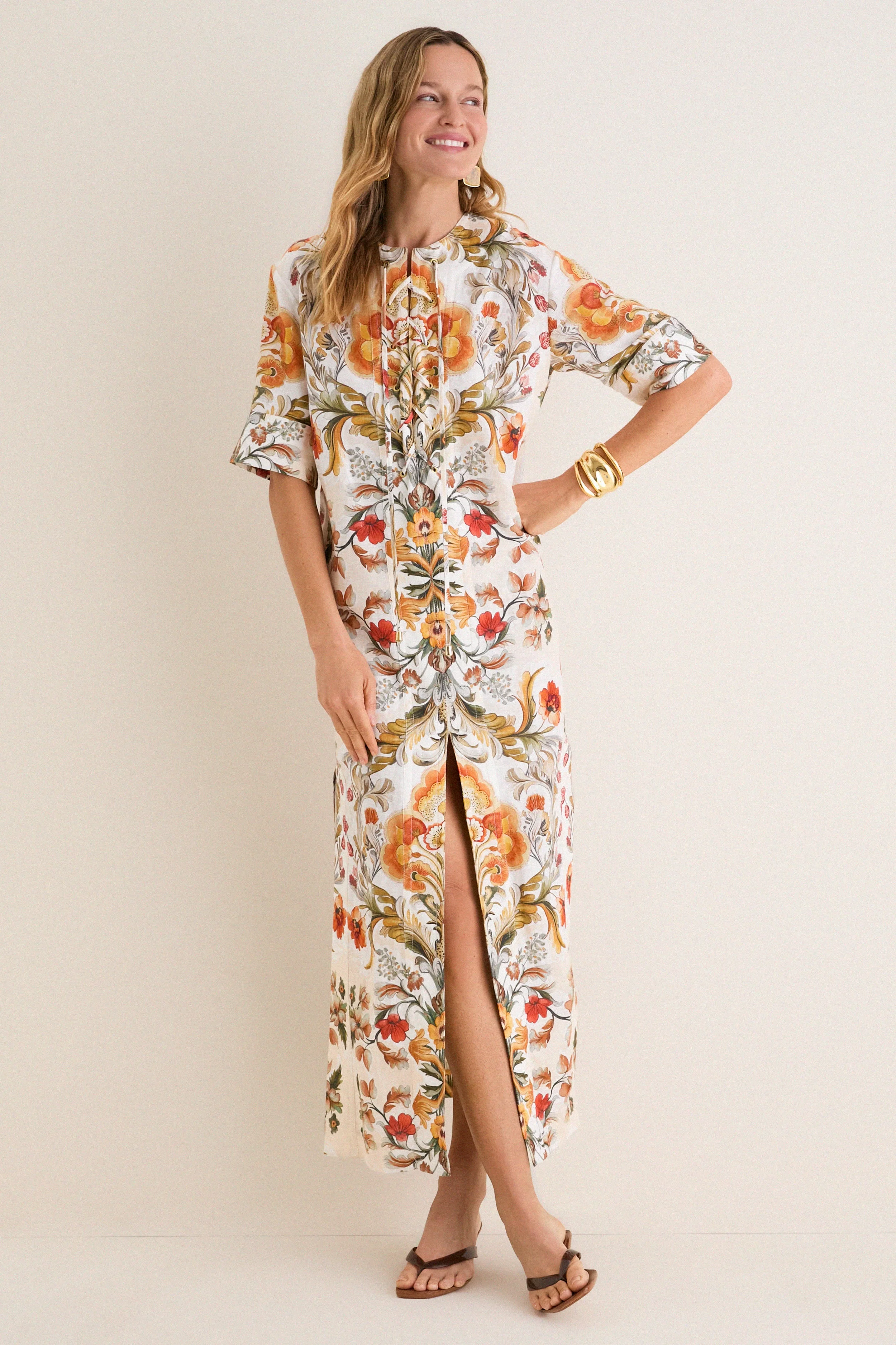 Sun Fire Garden Cream Calista Dress