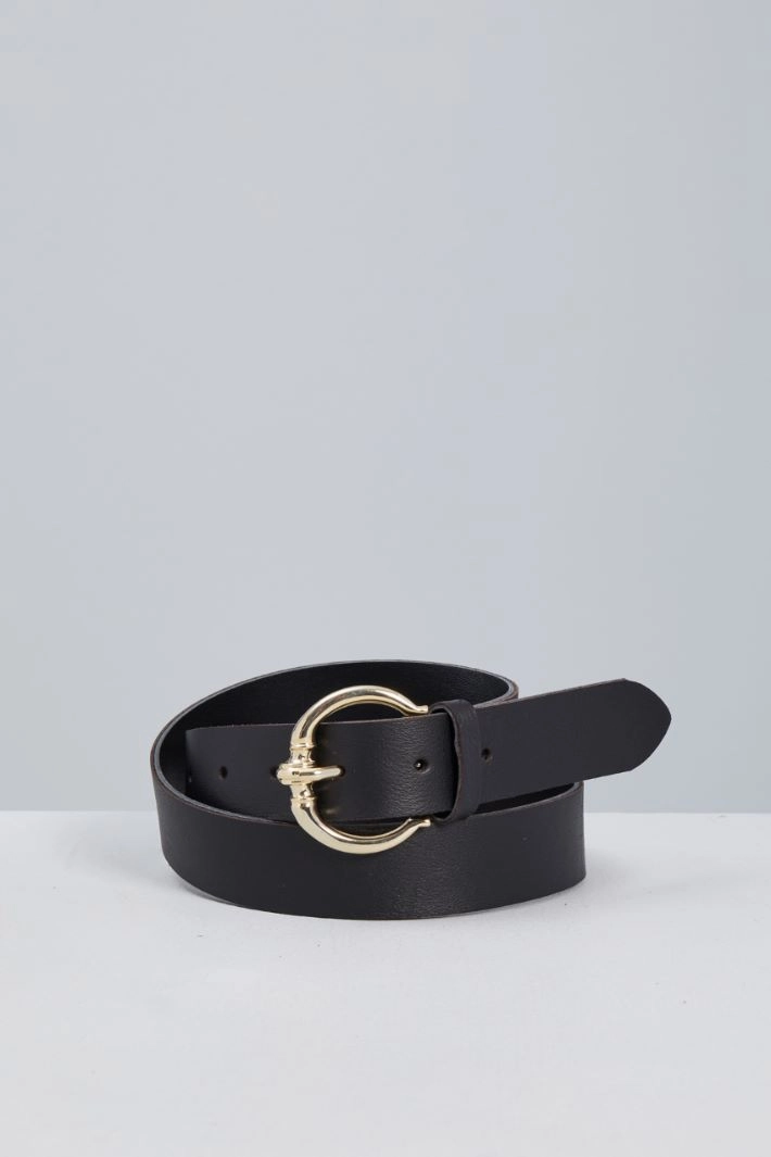 Round buckle belt - BLACK GOLD
