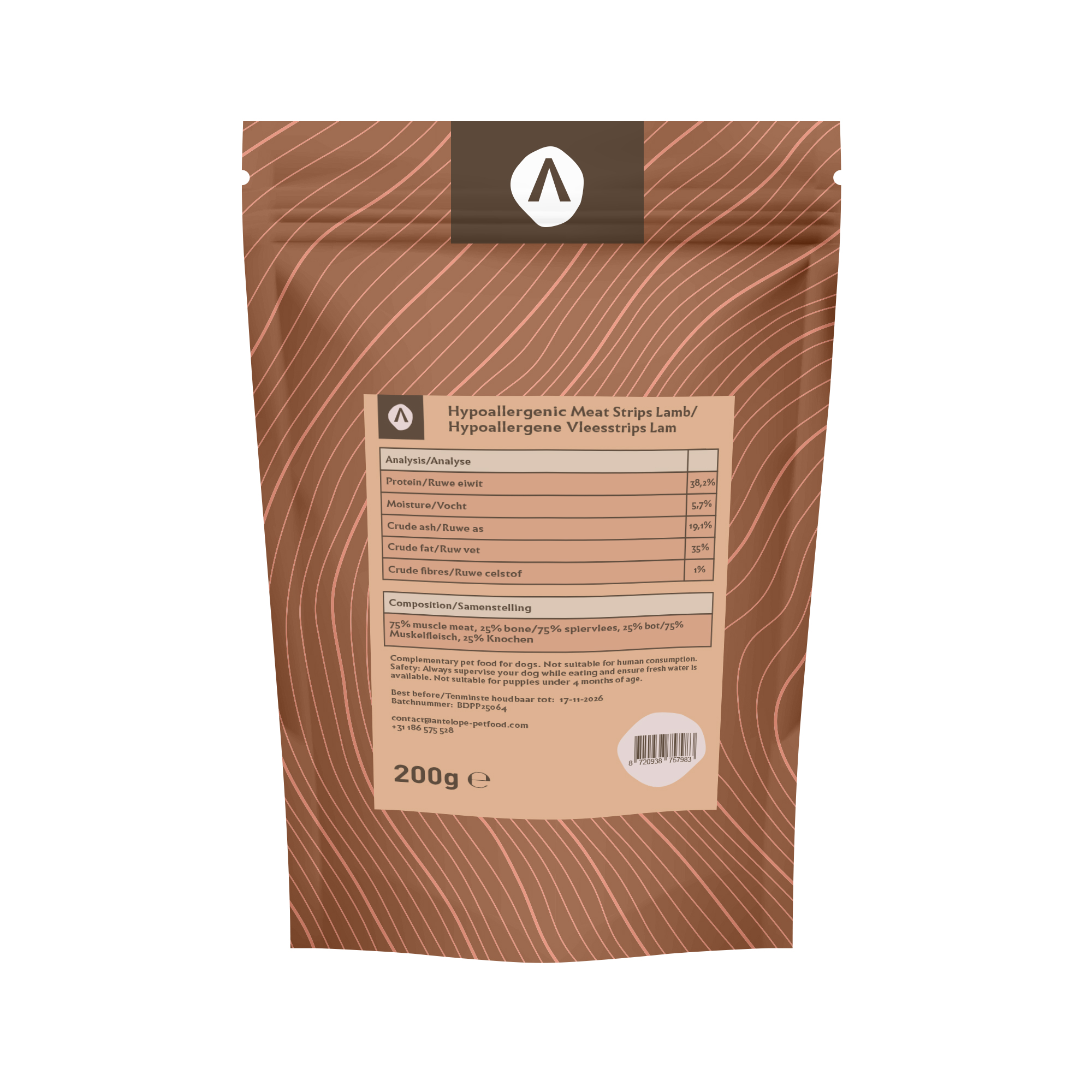Antelope Hypoallergenic Meat Strips - Beef - 200 grams