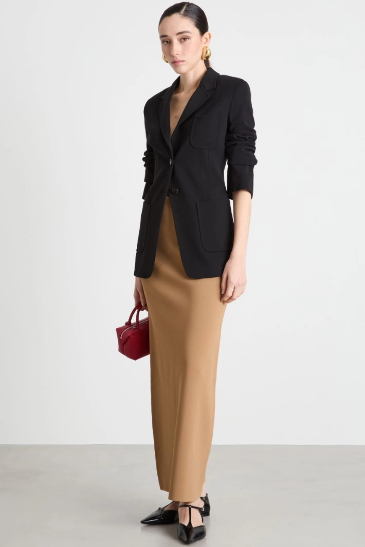 Elasticated-waist maxi skirt - CAMEL