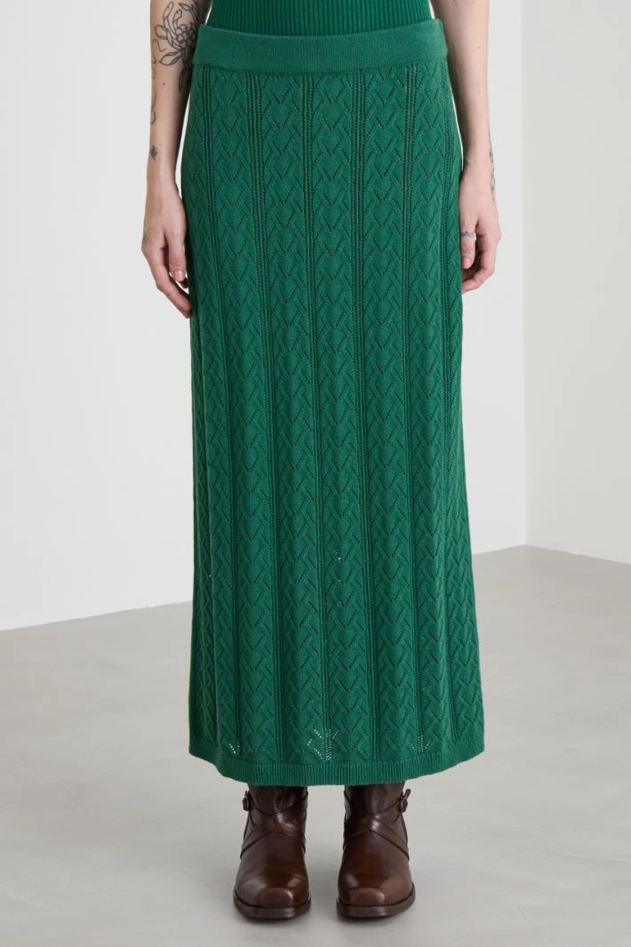 Crochet-knit skirt - GREEN