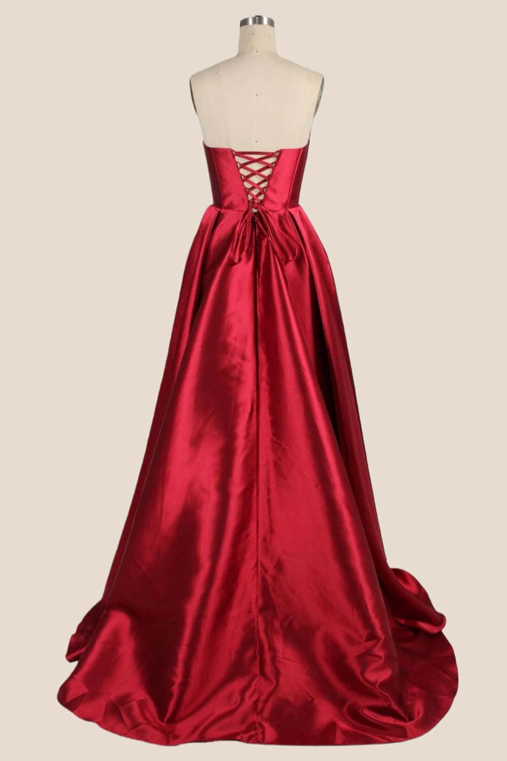 Cowl Neck Red Satin A-line Formal Dress