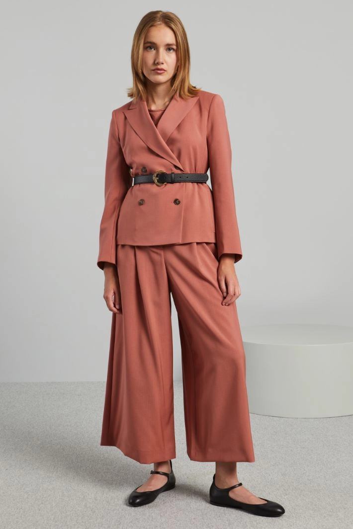 Double-breasted belted blazer - ANTIQUE PINK