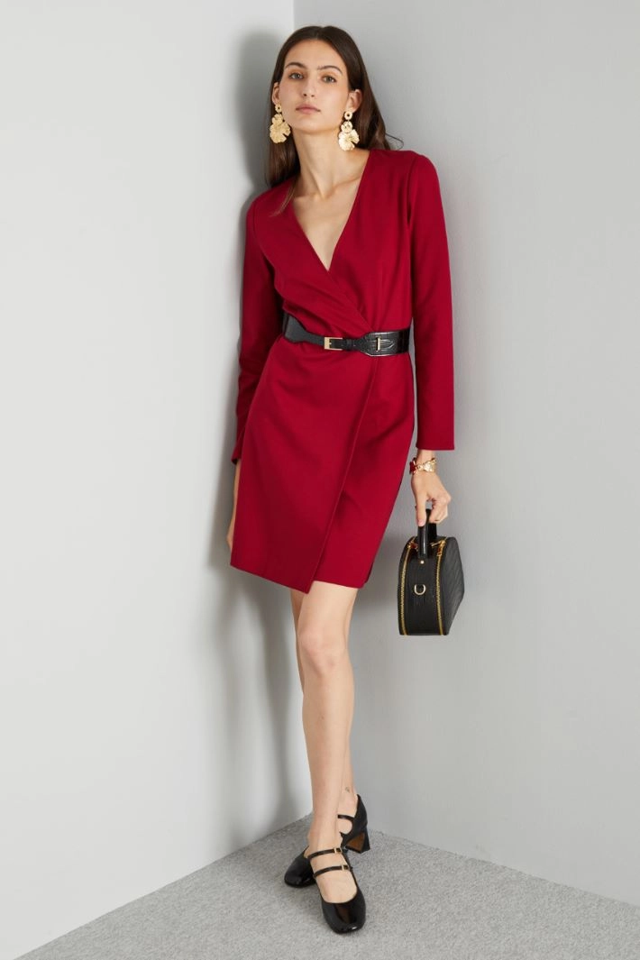 Crossed jersey dress - RED