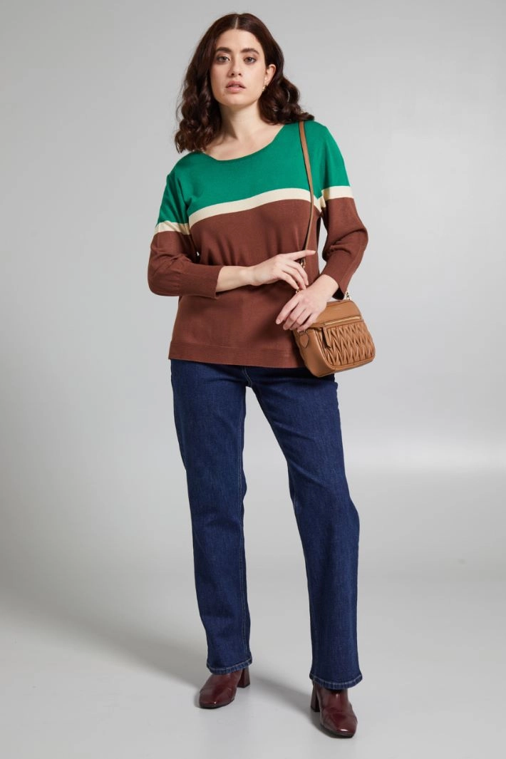 Viscose yarn sweater - BROWN GREEN SAND
