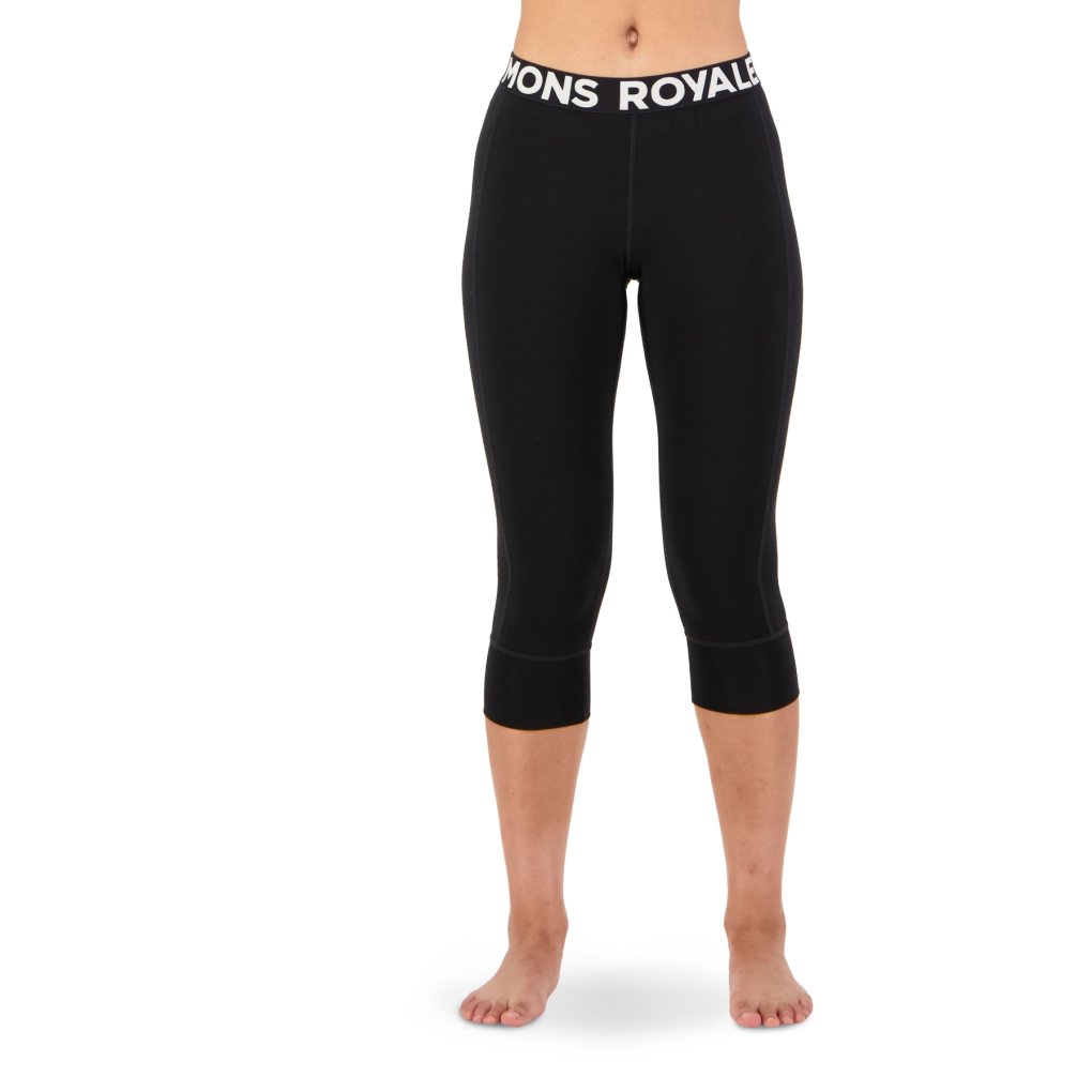 Mons Royale Cascade Merino Base Layer 3/4 Leggings Women - black