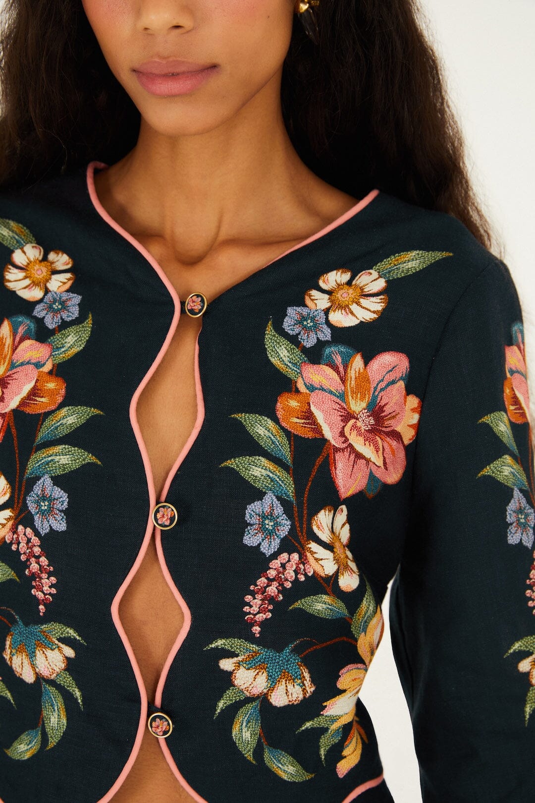 Dark Blue Maira Floral Top