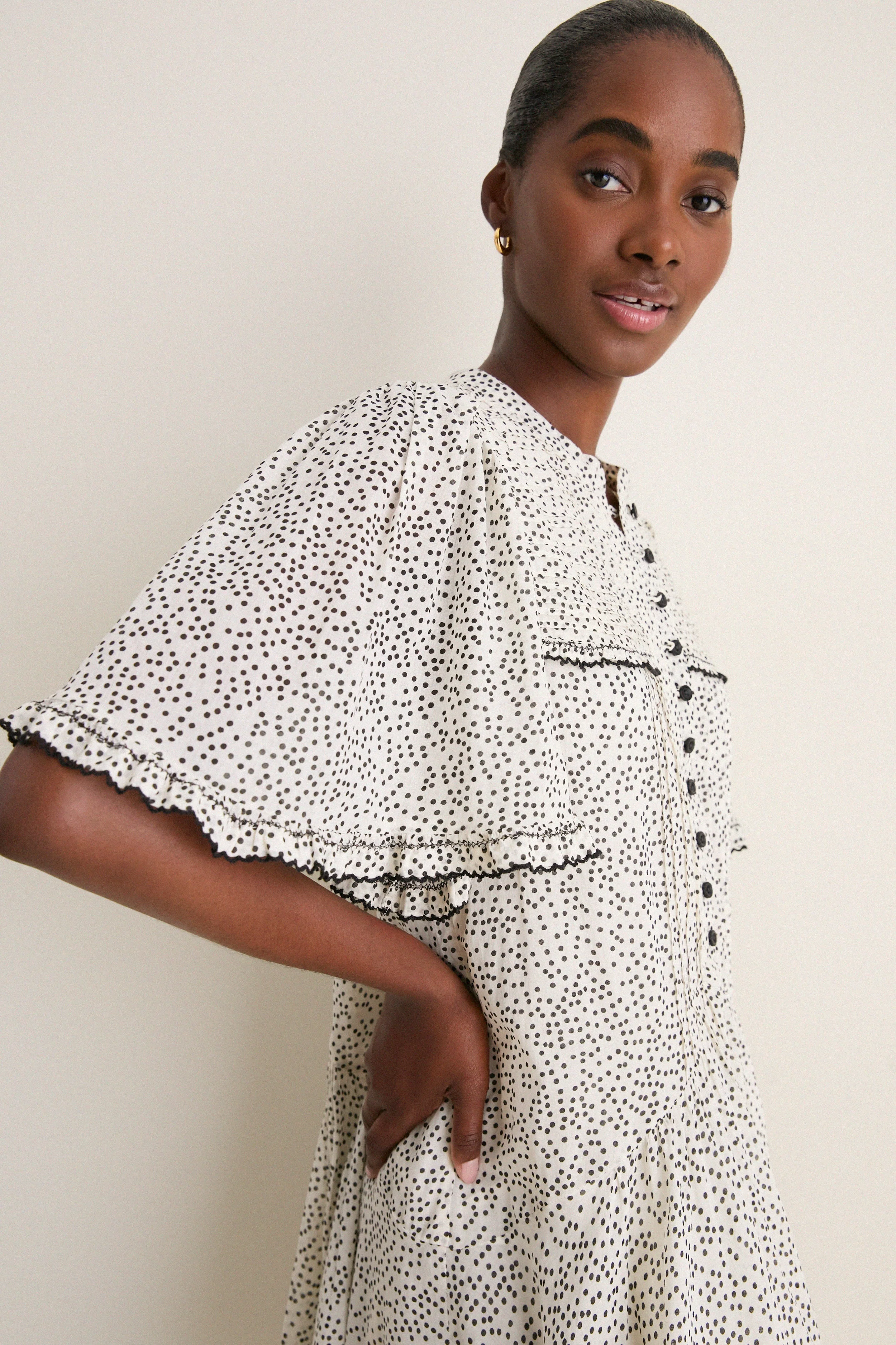Ecru and Black Daynia Dress