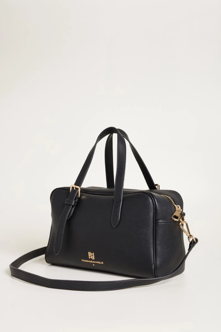 Maxi bowling bag in coated fabric - BLACK