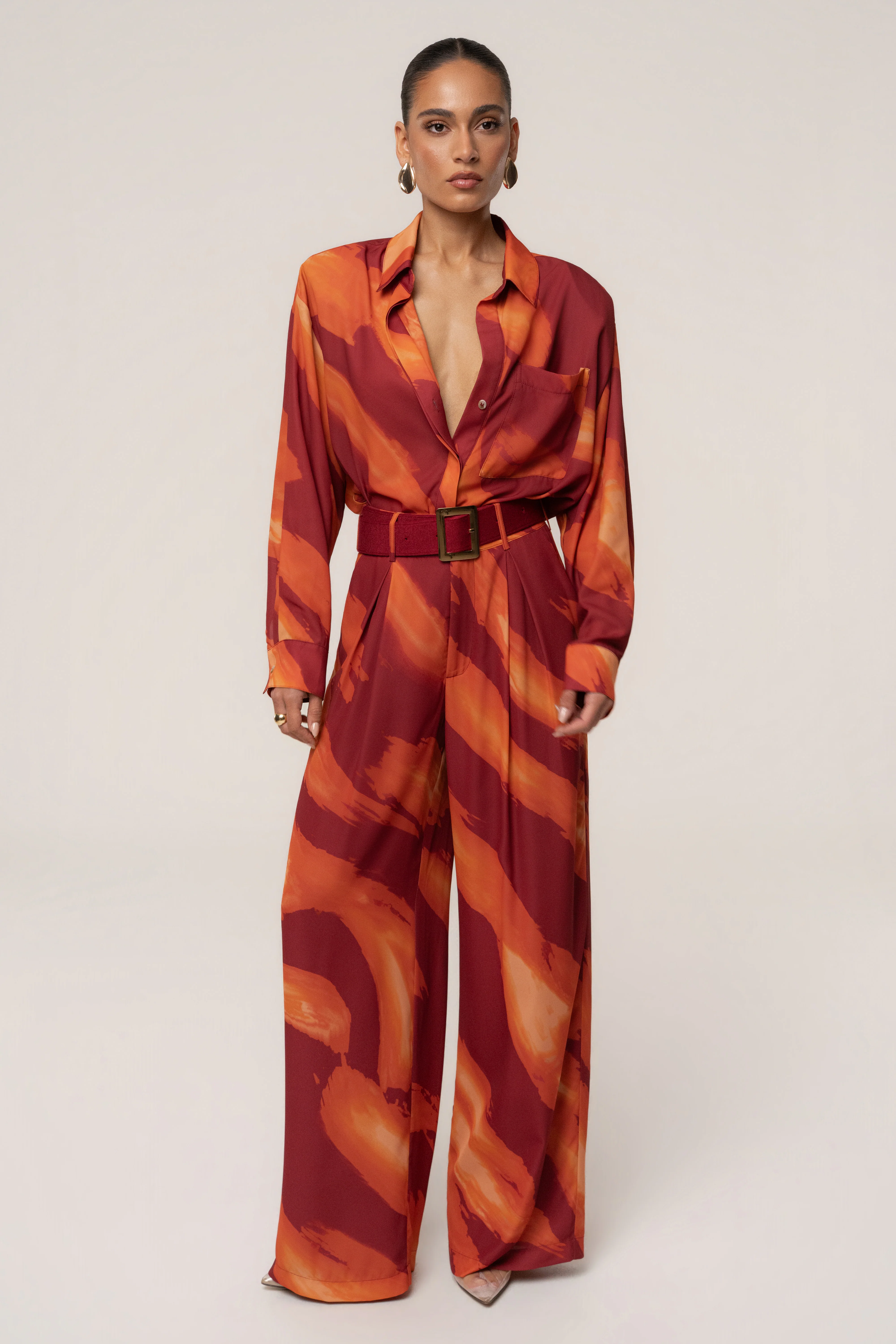 Crimson Dusk Soft Pleated Trouser