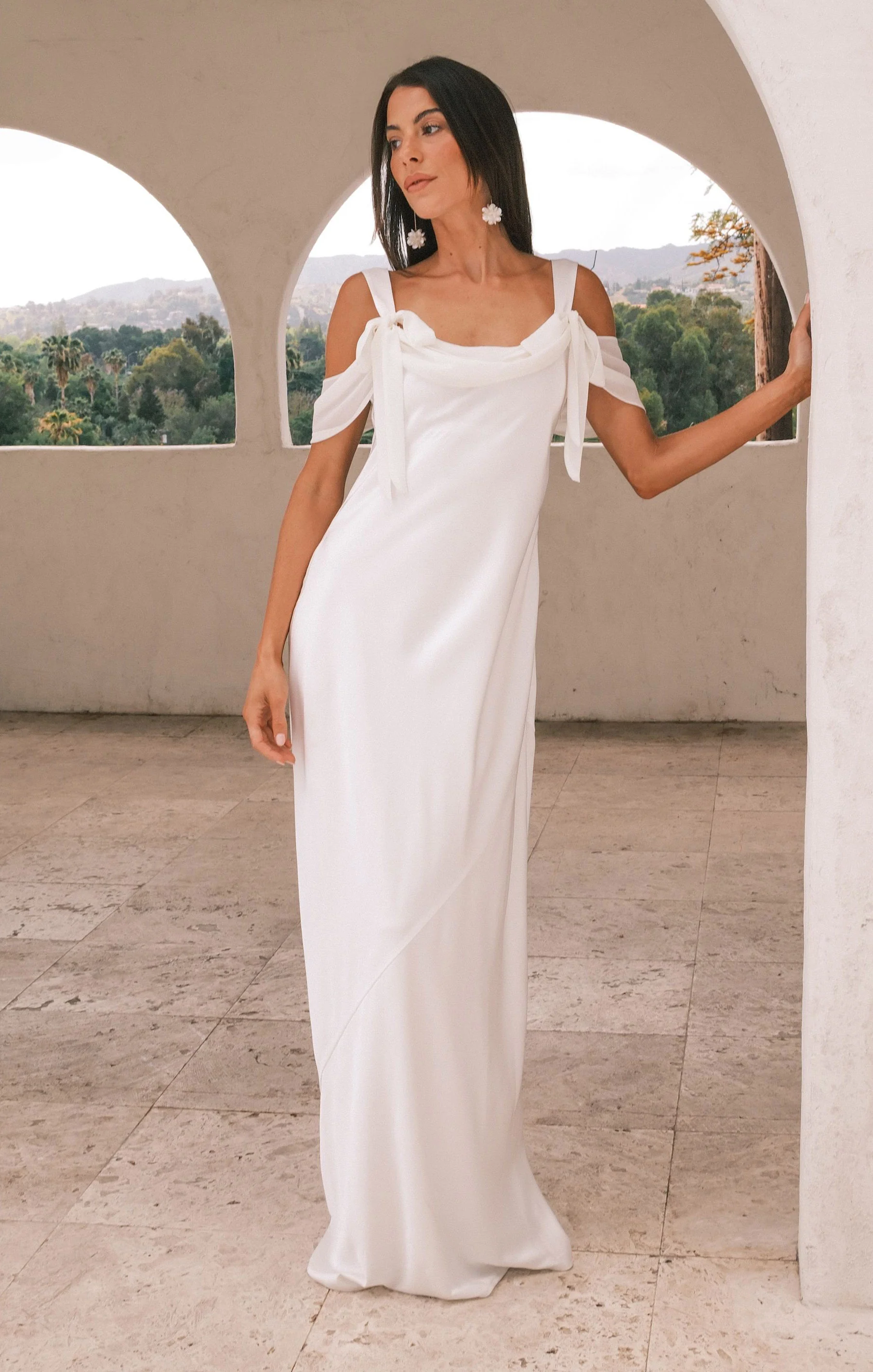Bella Maxi Dress ~ Ivory Luxe Satin