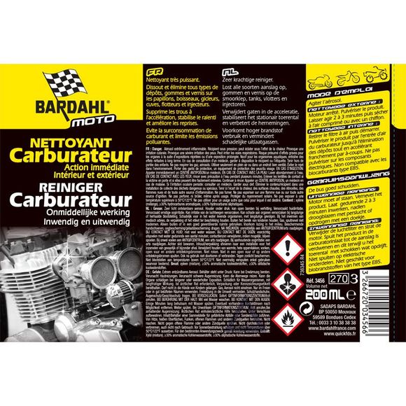 Bardahl carburetor cleaner 200ML UniversalRef: BDH0045 / 3456