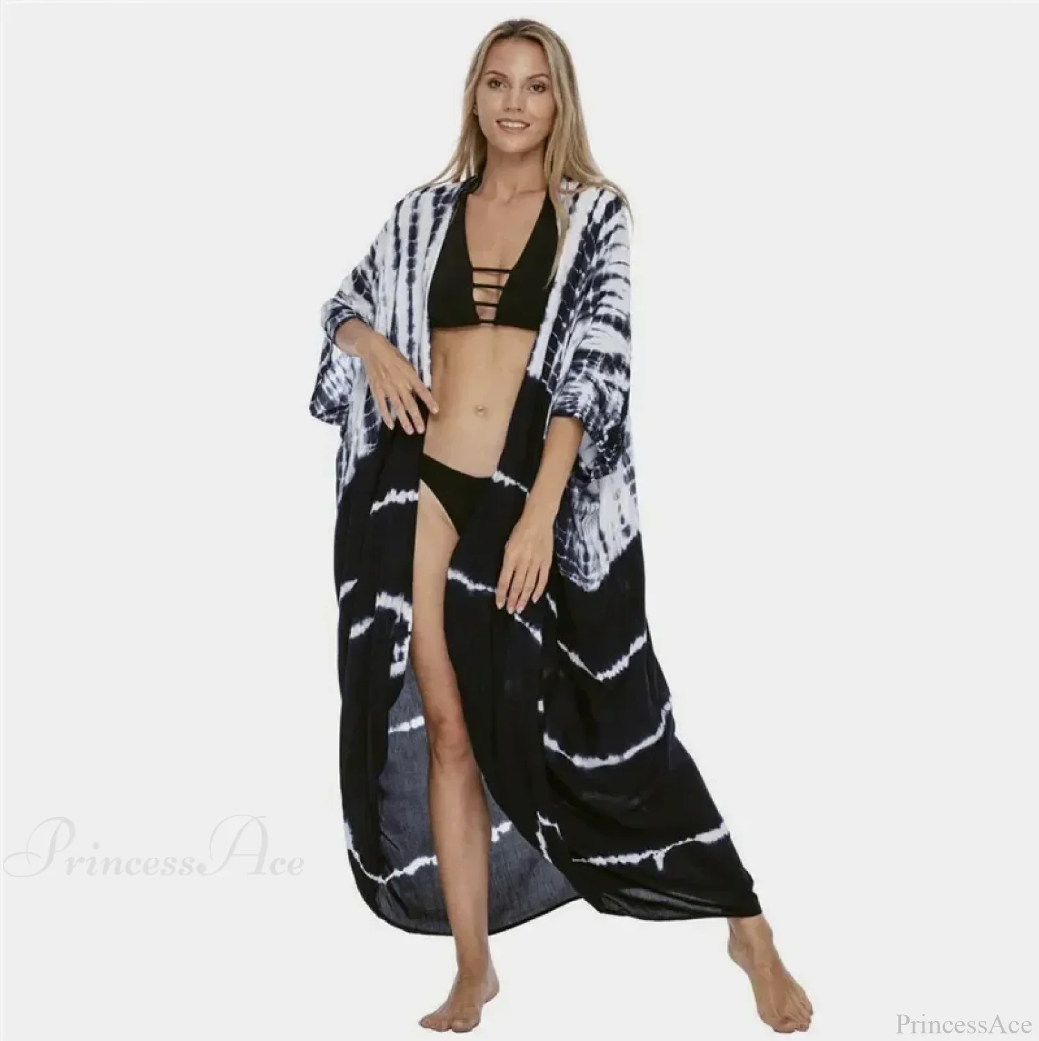 Cotton Rayon Striped Print Cardigan Boho Beach Cover up