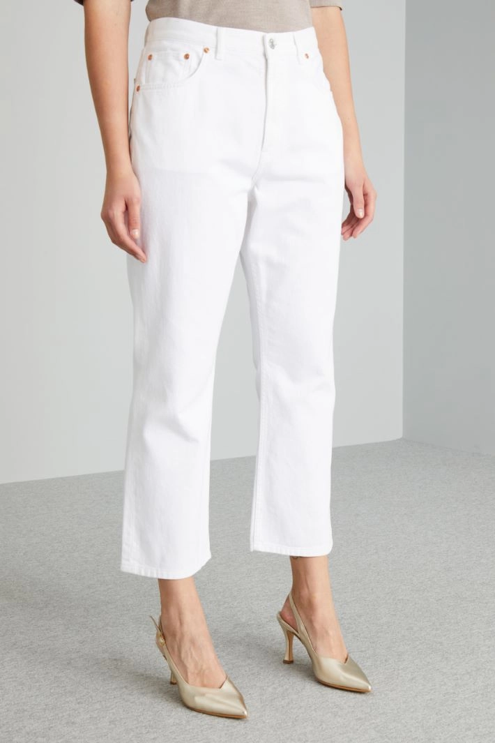 Pure cotton crop jeans - WHITE