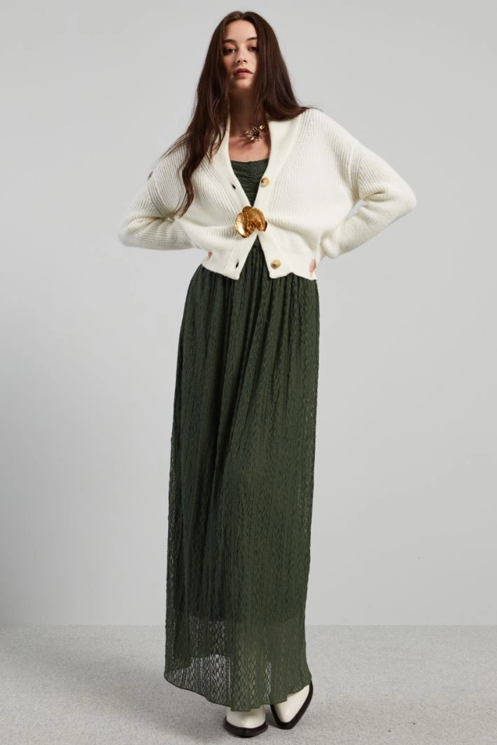 Long lace jersey dress - GREEN