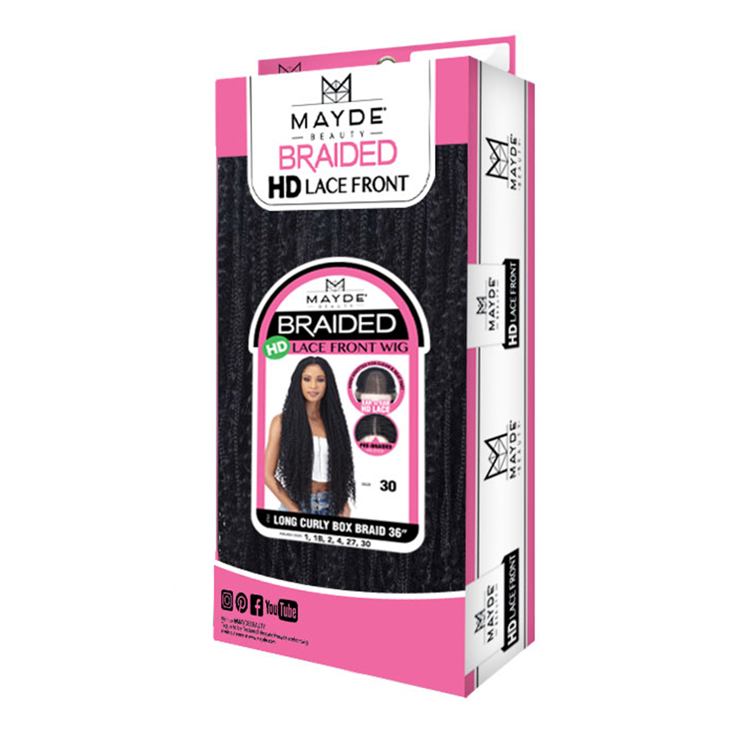 Mayde Beauty Braided HD Lace Front Wig Long Curly Box Braid 36